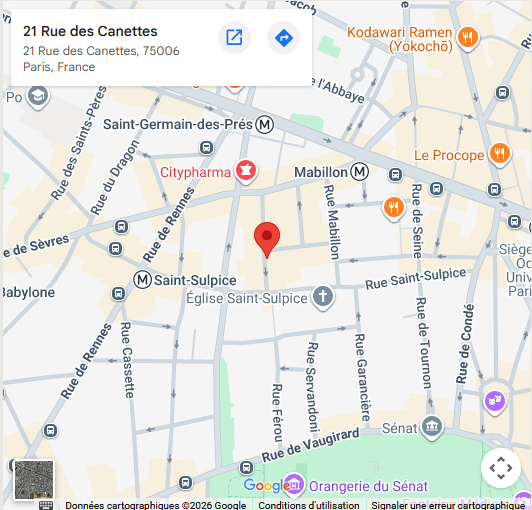 Plan de Saint-Germain-des-Prés : la boutique Lubin, 21 rue des Canettes