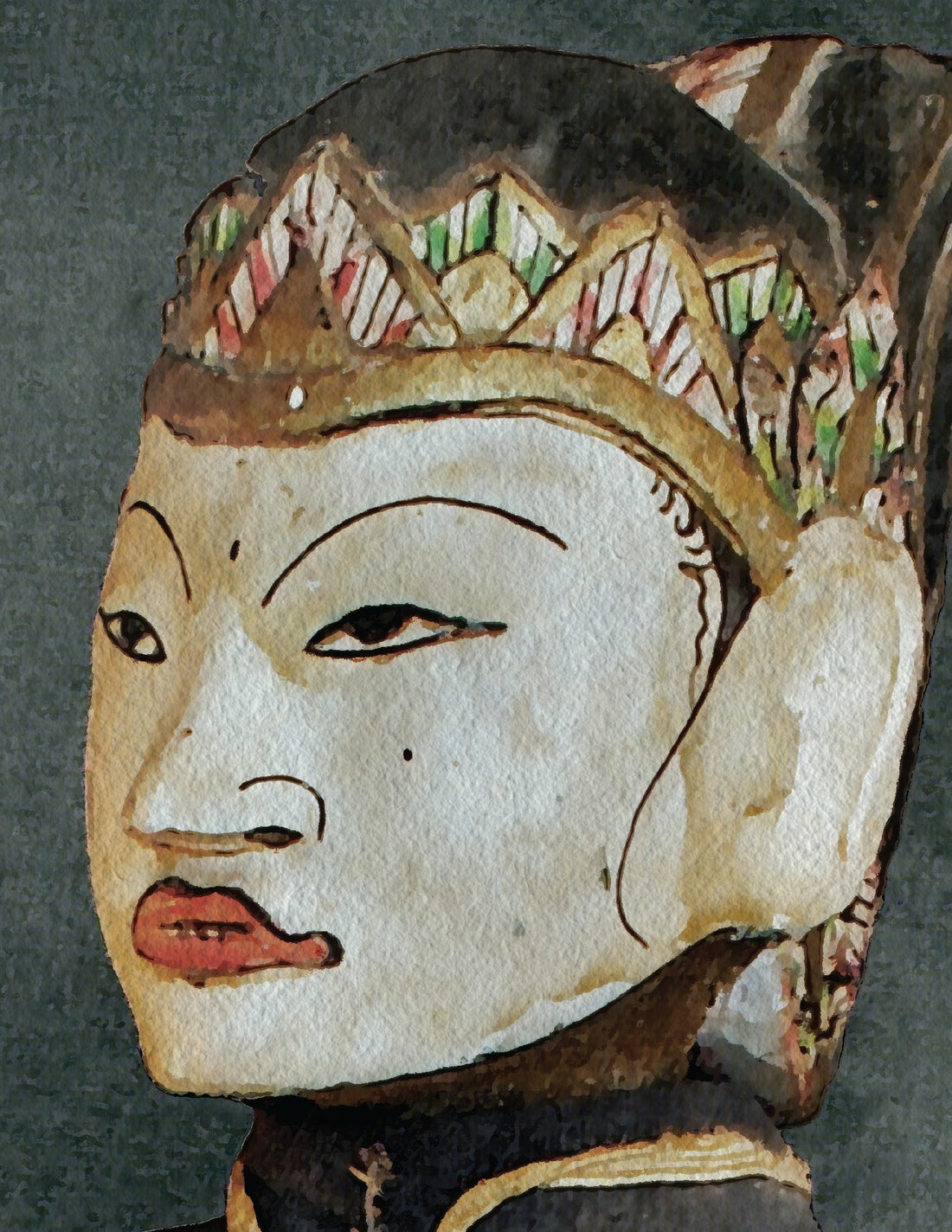 Gajah Mada, un masque javanais peint et doré
