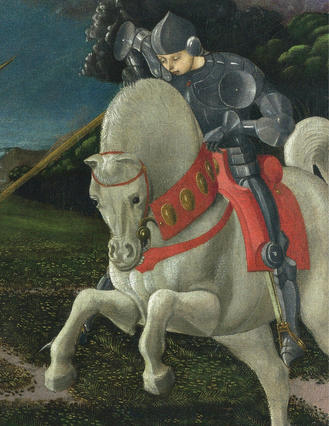 Galaor, un chevalier en armure sur son destrier