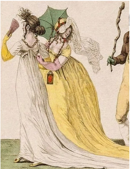 Les Incroyables et les Merveilleuses, gravure de mode du Directoire